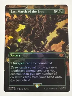 MTG Lord of the Rings Last March of the Ents Borderless Foil 0418 NM Mythic - Image 1