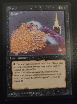 MTG Greed (Lightly Played) Legends 1994 - Rare - (LP) - Image 1
