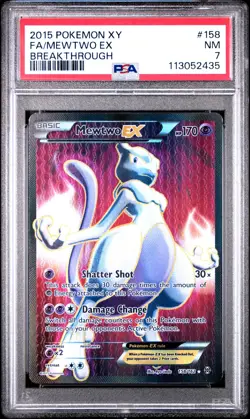 2015 POKEMON XY BREAKTHROUGH MEWTWO EX #158 PSA 7 NEAR MINT #113052435 - Image 1