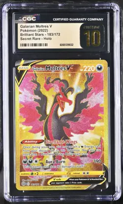 Pokemon Galarian Moltres V 183/172 Ultra Rare Brilliant Stars - CGC 10 PRISTINE - Image 1