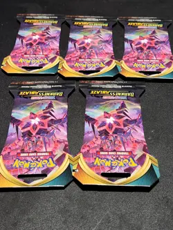 Pokemon Sword & Shield Darkness Ablaze Sleeved Booster Packs Lot Of 5 - Image 2