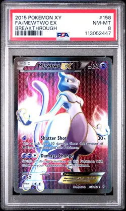 2015 POKEMON XY BREAKTHROUGH MEWTWO EX #158 PSA 8 NEAR MINT #113052447 - Image 1