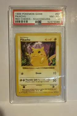 1999 Pokemon Game Pikachu Red Cheeks Shadowless #58 PSA 8 NM-MT - Image 1