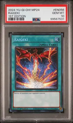 Raigeki (Alt Art) Yugioh 2024 MP24-EN056 Prismatic Secret Rare 1st PSA 10 - Image 1