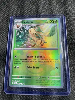 Pokemon TCG Leafeon Prismatic Evolutions Holo Card 005/131 Master Ball Pattern - Image 1