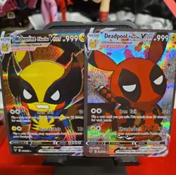 Pokemon Pikachu Deadpool & Pikachu Wolverine Pikachu Cosplay Custom Cards Set - Image 1