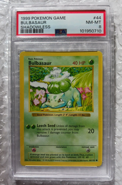 PSA 8 Bulbasaur Shadowless Pokemon Card 44/102 WOTC Base Set Vintage NM-MT NEW - Image 3