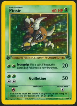 Pinsir 1ST EDITION RARE SCRATCH MISPRINT/ERROR Jungle Holo Pokemon Card 9/64 LP+ - Image 1