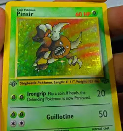 Pinsir 1ST EDITION RARE SCRATCH MISPRINT/ERROR Jungle Holo Pokemon Card 9/64 LP+ - Image 2
