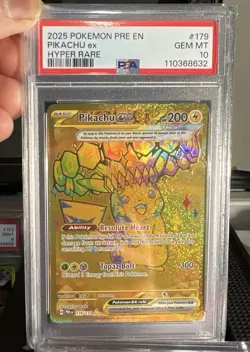 PSA 10 Pokemon Prismatic Evolutions Pikachu Hyper Rare GOLD #179 - Image 2