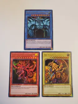 Legendary Collection 1 Yugioh Egyptian God Card Set Ra Obelisk Slifer LC01 Mint - Image 1
