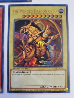 Legendary Collection 1 Yugioh Egyptian God Card Set Ra Obelisk Slifer LC01 Mint - Image 4
