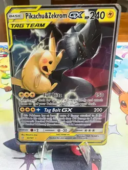 Pikachu & Zekrom Tag Team GX Holo Card 33/181 Sun and Moon damaged - Image 1