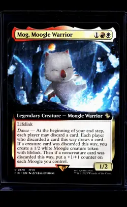 MTG Magic The Gathering Final Fantasy Commander Extended Art Mog Moogle Warrior - Image 1
