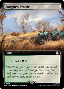 Sungrass Prairie (Extended Art 513) FOIL Fallout NM Land Rare MTG CARD ABUGames - Image 1