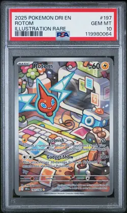 2025 POKEMON DRI EN-DESTINED RIVALS ILLUSTRATION RARE #197 ROTOM PSA 10 - Image 1
