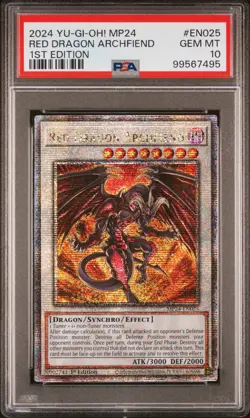Red Dragon Archfiend Yugioh 2024 MP24-EN025 Quarter Century Secret 1st PSA 10 - Image 1