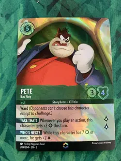 Disney Lorcana Pete Bad Guy Enchanted Rare Card 209/204 Rise of The Floodborn - Image 1