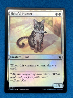Helpful Hunter - Foil Cute Kitty Cat MTG Foundations NM Sweet Card - Image 1