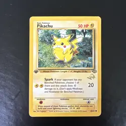 Pikachu GOLD W STAMP Pokemon Card Jungle 1st Edition 60/64 - Image 1