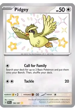 Pokemon Pidgey TCG Scarlet Violet Paldean Fates Holo Shiny Rare Card 196/091 - Image 2