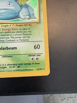 Venusaur Original Base Game Pokemon Card No.003 Holo 15/102 Rare - Ungraded - Image 5