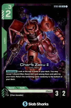 2024 GUNDAM CARD GAME CHAR'S ZAKU II LR #ST03-006 CHAR AZNABLE LEGEND RARE HOLO - Image 1