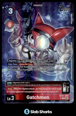 2025 DIGIMON CARD GAME WORLD CONVERGENCE #BT21-009 GATCHMON ALTERNATE ART HOLO - Image 1