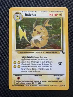 Pokemon TCG Raichu Fossil Holo Card 14/62 Unlimited Holo Rare Vintage WOTC - Image 2