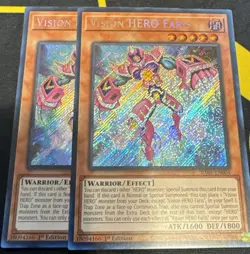 Yugioh! 2x Vision Hero Faris 1st Ed. RA01-EN004 Secret Rare NM - Image 1
