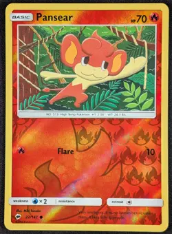 Pansear 2017 Burning Shadows Reverse Holo Pokemon Card 22/147 (NM) - Image 1