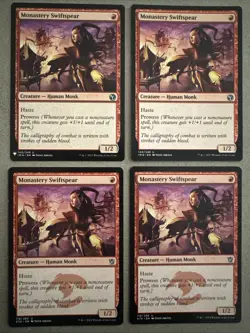 MTG Playset (4x) Monastery Swiftspear ** Khans of Tarkir / Iconic Mast ** (NM) - Image 1