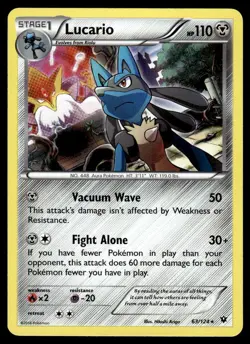 2016 Pokemon XY - Fates Collide Lucario #63 Holo Heavy Play - Image 1