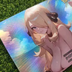 Cynthia Pokemon Anime Waifu Girl Doujin Lewd Goddess Story Holo Art Card - Image 1
