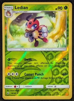 Ledian 2017 Burning Shadows Reverse Holo Rare Pokemon Card 10/147 (NM) - Image 1