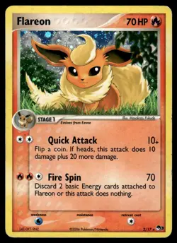 2006 Pokemon EX, POP - POP Series 3 Flareon #2 Holo Heavy Play - Image 1