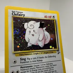 Vintage Base Set 2 Clefairy Pokemon Card WOTC Authentic Holo Swirl - Image 2