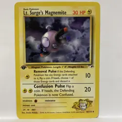 Lt. Surge's Magnemite 50/132 Gym Heroes 1st Edition WOTC Vintage Pokemon Card! - Image 1