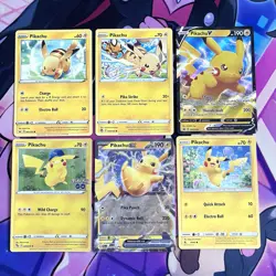 Pokemon Card | English Pikachu X6 Card Bundle | Pokemon Go, Non-Holo & More - Image 1