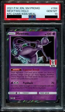 PSA 10 Mewtwo 184/SM-P Holo Chaki KFC Indonesian Indonesia Promo Pokemon Card - Image 1