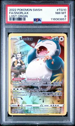 PSA 8 POKEMON SWSH FA/SNORLAX #TG10 LOST ORIGIN - Image 1