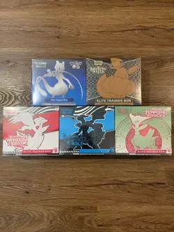 Lot Of 5 Pokemon ETB Black Bolt, White Flare Pokemon Go, Shining Fates, Temporal - Image 1