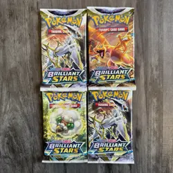 Lot Of 4 Pokemon TCG Sword & Shield Brilliant Stars Booster Packs Sealed 820650809965 - Image 1