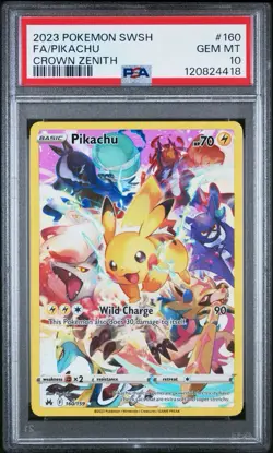 2023 Pokemon TCG: SWSH FA Pikachu Crown Zenith Secret Rare #160 PSA 10 GEM MT - Image 1