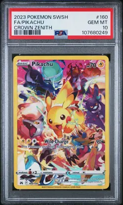 2023 Pokemon TCG: SWSH FA Pikachu Crown Zenith Secret Rare #160 PSA 10 GEM MT - Image 1