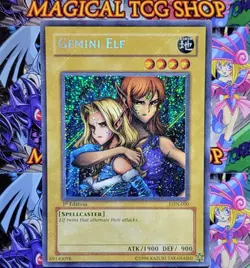 Yugioh Gemini Elf LON-000 1st Edition Secret Rare Holo Bleed - Image 1