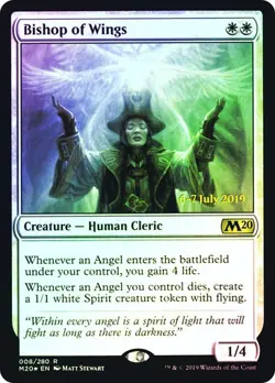Magic The Gathering MTG BISHOP OF WINGS FOIL Core Set 2020 Prerelease NM - Image 1