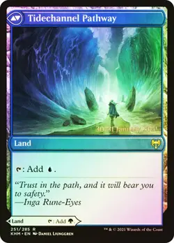 MTG BARKCHANNEL PATHWAY // TIDECHANNEL PATHWAY FOIL Kaldheim Prerelease NM - Image 2