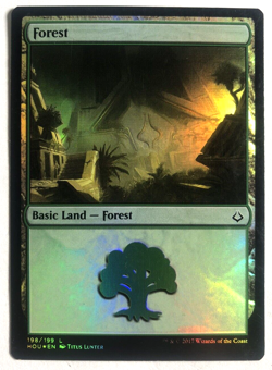 Forest FOIL 198/199 Hour of Devastation MTG Magic the Gathering LIGHTLY PLAYED - Image 1