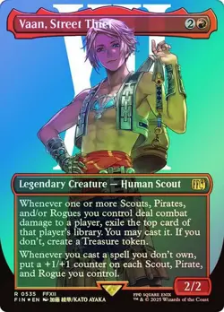 MAGIC FINAL FANTASY VAAN STREET THIEF (SURGE FOIL) BORDERLESS R 535 FIN MTG TCG - Image 1